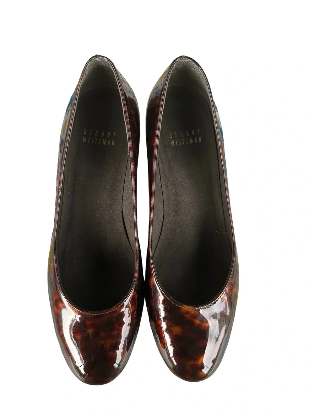 Stuart Weitzman Tortoiseshell Patent Leather Wedge Pumps - Brown